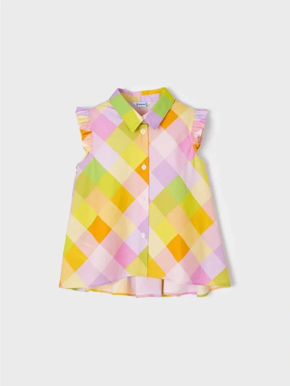 Mayoral Girls Vibrant Checkered Shirt Size 6